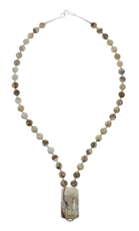 Sterling Silver Picture Rock Navajo Bead Necklace AX129923